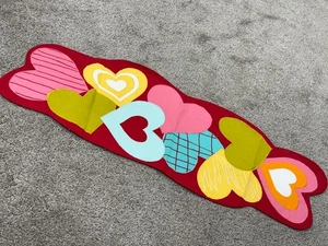 Pink Blue Yellow Red Embroidered Love Heart Dresser Scarf Table Runner Decor - Picture 1 of 9