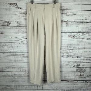 Maeve Anthropologie hellbraune plissierte Karrierehose mit geradem Bein 12 für Damen - Bild 1 von 8
