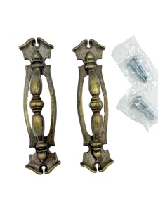 2  Vtg Antique Brass Amerock Carriage House Cabinet Bar Pulls Handles  5 1/2" - Picture 1 of 8