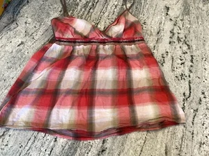 Maurices Baby Doll Empire Waist Plaid Cami Top Size Large Spaghetti Strap Y2K - Picture 1 of 5