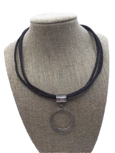 SILPADA Sterling Silver 3-Strand Braided Leather Pendant Necklace Retired ~ 16" - Bild 1 von 6