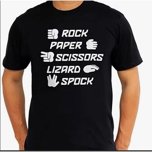 T-shirt Big Bang Theory nuova con etichette | Rock Paper Scissors Lizard Spock | Taglia Small - Foto 1 di 3