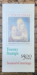 Scott #BK180, $5.00 booklet of 25c Christmas Madonna stamps, unused, MNH