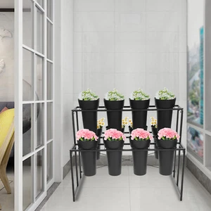 3 Layer Metal Flower Display Stand Plant Stand Flower Display Stand W/12 Buckets - Picture 1 of 13