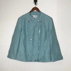 Womens Akris Punto Linen/Silk Biker Jacket, Blue, Size 12, EUC! - Picture 1 of 4