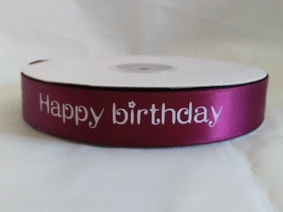 Fita de cetim impressa 2 jardas 3/4" (19mm) - Feliz aniversário - Imagem 1 de 2