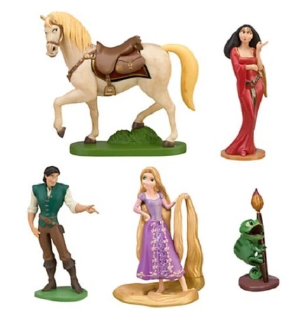 Tangled Rapunzel Flynn Mother Gothel Playset 5 Figure Cake Topper Toy Doll Set Cover