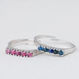 2 x Ring Blue and Red Stone 4.61g 835 Silver Size Flexible approx. 60 - Picture 1 of 12