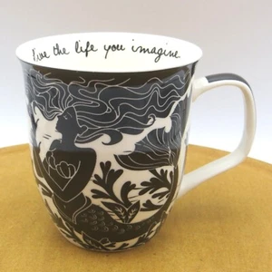Taza Grande de Cerámica Sirena VIVE LA VIDA QUE IMAGINAS Karma Taza Blanca y Negra - Imagen 1 de 10