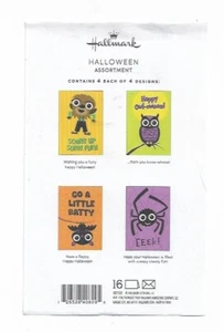 LOT OF 16 HALLMARK HALLOWEEN CARDS 4 DESIGNS NEW - Picture 1 of 5
