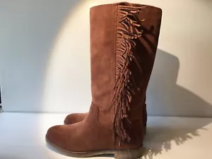 Bota con flecos grises para mujer Lucky Brand gamuza aceitada (1180,1181) ardilla - Imagen 1 de 5