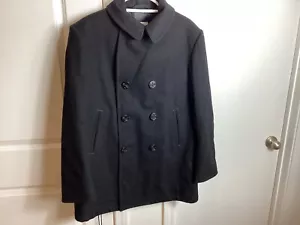 US Navy Pea Coat Men's 100% Wool Size 42R Made USA Black - Picture 1 of 5