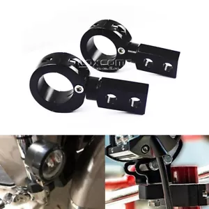 Universal For 1-1/4" Bar/Tube Mount Pair Black Spotlight Fog Lights Brackets - Picture 1 of 9
