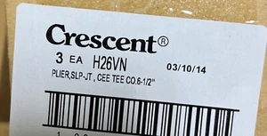CRESCENT H26VN CEE TEE 6"-1/2" PLIER ,SLP-JT QTY 1 TOOL - Picture 1 of 2