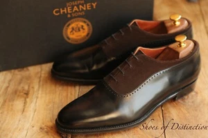 Joseph Cheaney Black Brown Leather Suede Oxford Brogue Shoes UK 9.5 G US 10.5 - Imagen 1 de 6