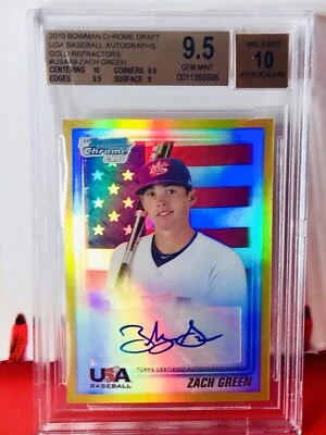 🔥2010 Bowman Chrome USA Gold Refractor AUTO Zach Green /50 Giants BGS 9.5 OBO🔥 - Image 1 of 4