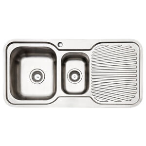 IAG Appliances Left Hand 1&1/4 Bowl Home Sink With Drainer Stainless Steel