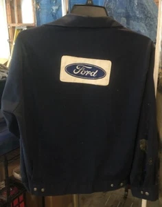 Abrigo de trabajo Ford Motor Company vintage usado años 60 factor uniforme Detroit azul mediano - Imagen 1 de 4