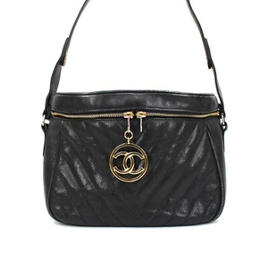 Chanel Black V Stitch Caviar Lambskin CC Charm Camera Shoulder Vanity Bag CC - Picture 1 of 10