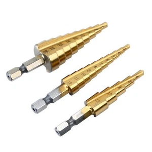 3x HSS Metric Titanium Metal Hex Step Drill Bit Set with Bag Multifunction Tool - Picture 1 of 8