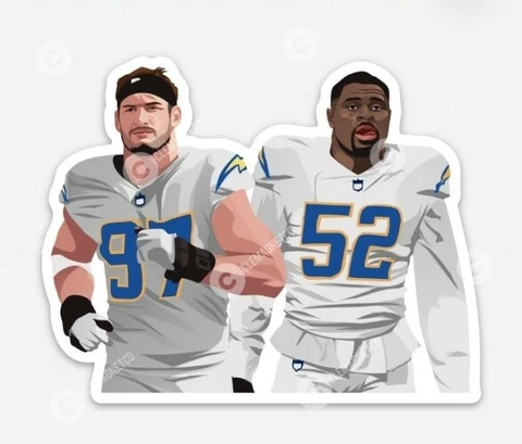 LA Chargers Joey BOSA and Khalil MACK MAGNET  - Vinyl Los Angeles Cover