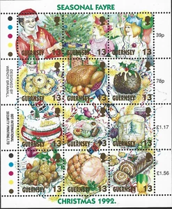 1992 Guernsey Sg 593a Christmas. Seasonal Fayre Sheetlet MNH - Picture 1 of 2