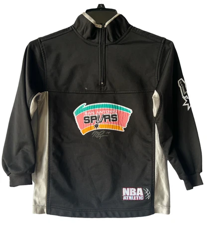 San Antonio Spurs Youth Size Small 8 90s Logo Jacket Matt Bonner Autograph Cover