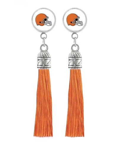 Cleveland Browns Earrings , Tassel Dangle Earrings, Stainless Steel Cover