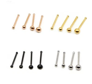 Nose Stud Plain Ball Stainless Steel Bone Ball End Pin Bar Piercing - Picture 1 of 7