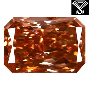IGI Certified Fancy Brownish Pink CVD Diamond 1.42 ct Rectangular (8 x 5 mm) VS1 - Picture 1 of 3