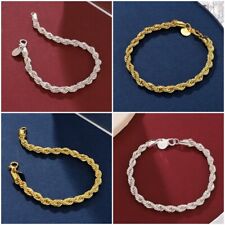 Fashion Men Women 925 Silver Twisted Rope Bracelet Chain Link Party Jewelry Gift