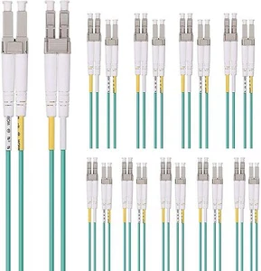 10-PACK OM3 LC to LC Fiber Patch Cable Multi-Mode Jumper Duplex 50/125μm 3 M - Picture 1 of 11