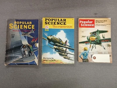 3 Vtg  Popular Science Magazines   air planes home DIY cars Foto 1 de 4