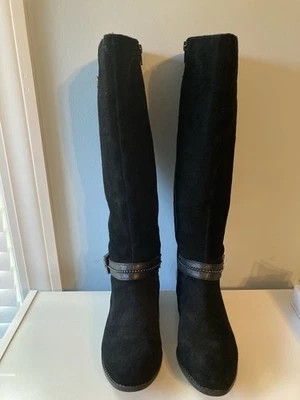 Alex Marie Davian Black Suede Leather Knee High Boots-8.5M (Box Included) - Image 1 of 4