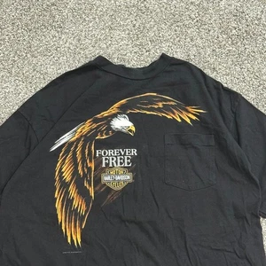 NOS Vintage 90s Harley Davidson Forever Free Eagle Pocket Tee T-Shirt Mens XL - Picture 1 of 7