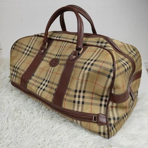 Burberry Boston Bag Nova Check PVC Leather Horse Logo Used - Picture 1 of 18