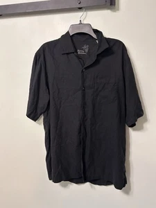 TOMMY BAHAMA CAMICIA UOMO MEDIA NERA ABBOTTONATA VESTIBILITÀ AMPIA 100% SETA HAWAIANA - Foto 1 di 6
