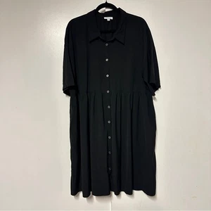 MIttoshop Women black short sleeves tiered babydoll button up dress plus Size 2X - Picture 1 of 10