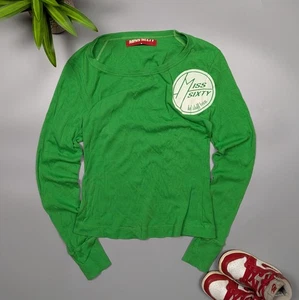 Camiseta Miss Sixty De Colección Años 90 Para Mujer Manga Larga XS/S Verde Logo Parche Cuello Redondo - Imagen 1 de 9