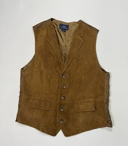 Brooks Brothers 346 Hombre Mediano Marrón Gamuza Cuero Genuino Chaleco Moderno - Imagen 1 de 8