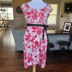 Motherhood Maternity Dress Size Small Pink White Midi Length Baby Shower Church - Picture 1 of 11