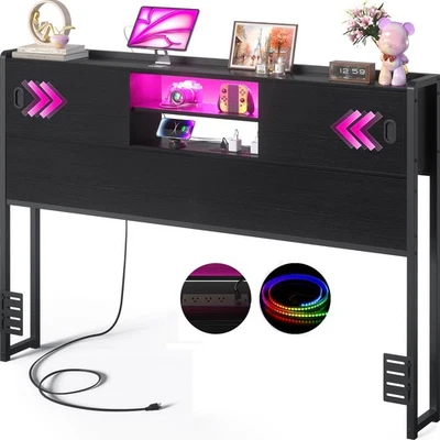 Headboard for Queen Size Bed with Storage, Sturdy Bookcase Headboards with Ou... - Image 1 of 4