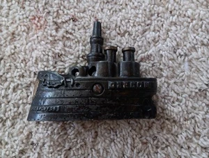 Vintage Gusseisen Münzbank Schlachtschiff Oregon, Pat Old For, 5", Stevens - Bild 1 von 9