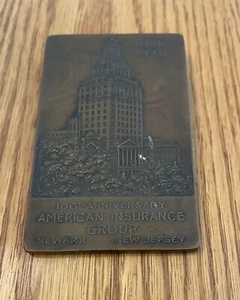 Vintage 1946 100th Anniversary American Insurance Group Bronze Paperweight - Picture 1 of 2