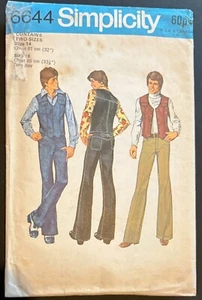 Vintage sewing pattern 70s Simplicity 6644 Men's pants waistcoat Teen 32" 33.5" - Picture 1 of 2