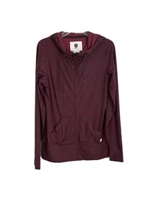 BURTON DryRide Women's Burgundy Stripe Hooded Jacket Thumbholes Size Medium - Picture 1 of 6