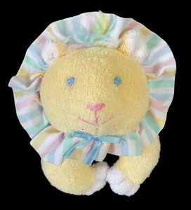 Vintage Eden Löwe gelb Pastell Streifen Plüsch Frottee 5 Zoll Baby Spielzeug Rassel - Bild 1 von 5