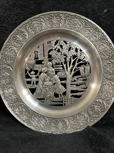 Schöne, aufwendige Metallplatte. Wandbehang. Natur Familienszene. Exquisit - Bild 1 von 4