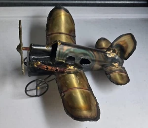 Vintage Folk Art Welded Brass Metal Plane Steampunk (Marcak?) - Picture 1 of 4