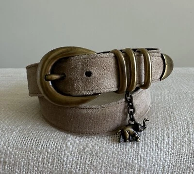 Escada Womens Sz 42/M Beige Suede Leather Belt Made in Germany Elephant Charm - Image 1 of 4